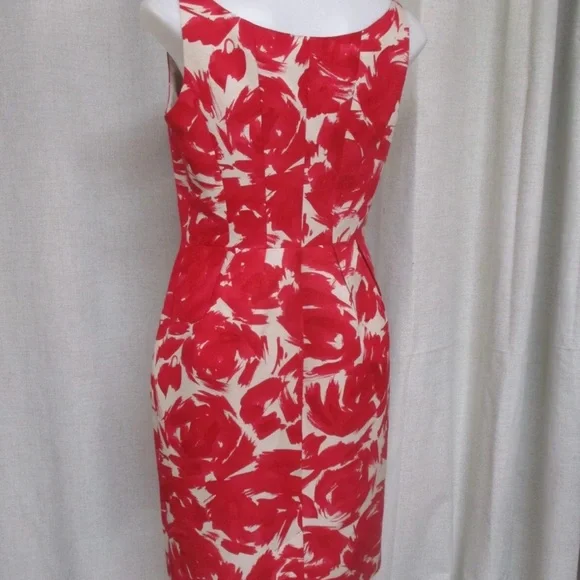 LK Bennett Red and White Floral Midi Dress - Picture 6 of 15